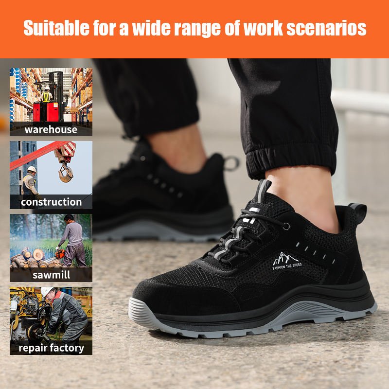 GUYISA Summer Breathable Safety Shoes Anti-smash and Anti-puncture Comfortable Wear Resistant Lightweight Work Shoes