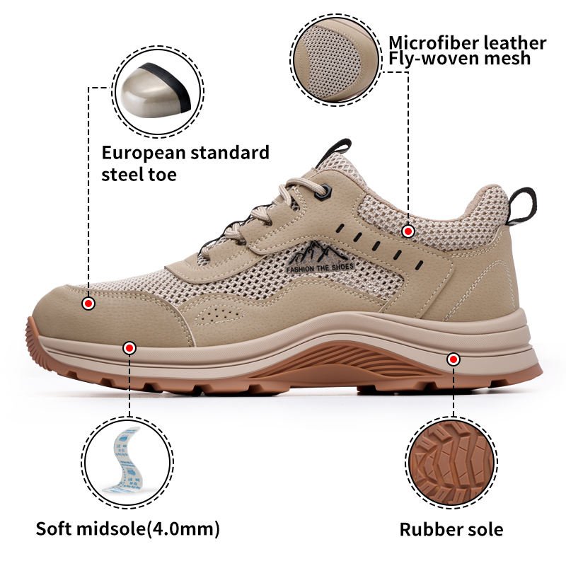 GUYISA Summer Breathable Safety Shoes Anti-smash and Anti-puncture Comfortable Wear Resistant Lightweight Work Shoes