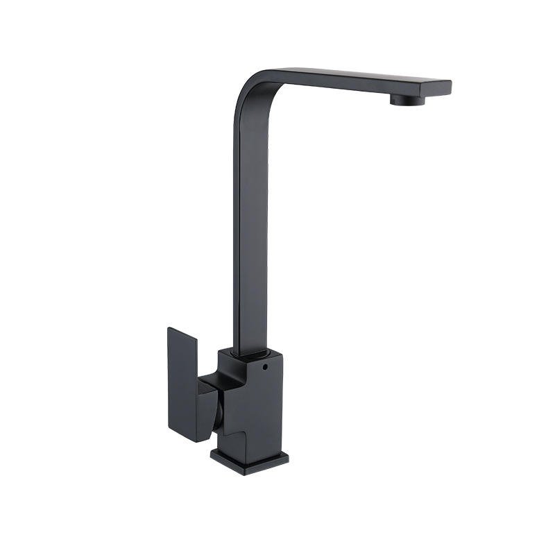 Matte Black Hot and Cold Water Mixer Square Kitchen Faucet Single Handle Stainless Steel Sink Faucet Taps