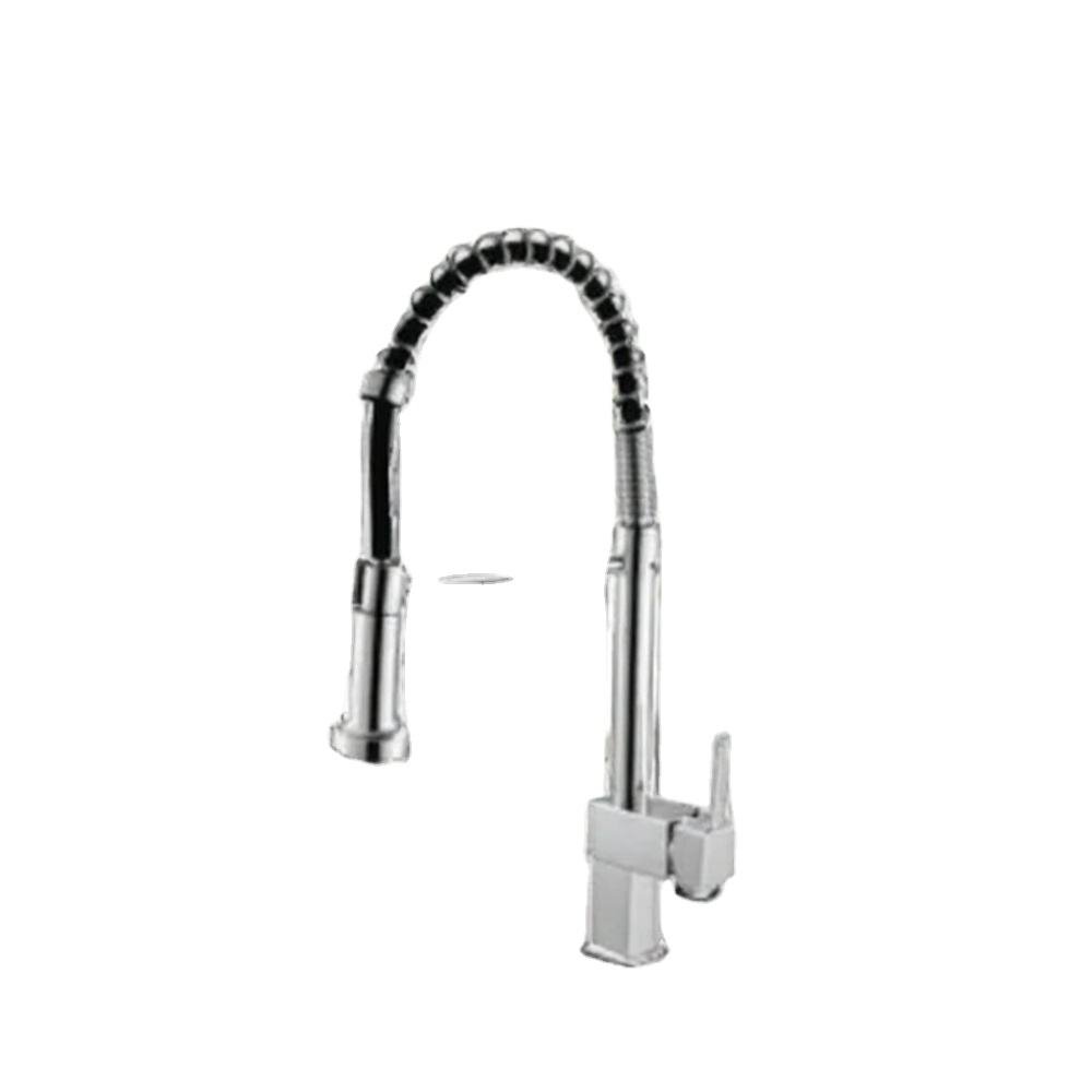 BOYI Modern Single-Handle Stainless Steel Kitchen Faucet with Ceramic Valve Chrome Pull Down Spray and Single Hole Installation