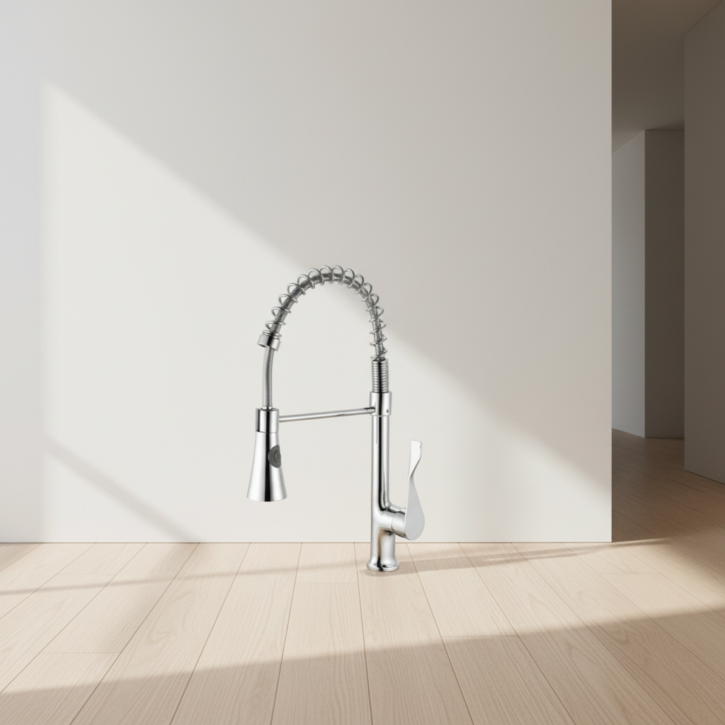 Modern Single Handle Brass Kitchen Faucet Ceramic Valve Core Single Deck Mounted Contemporary Chrome Design Thermostatic Control