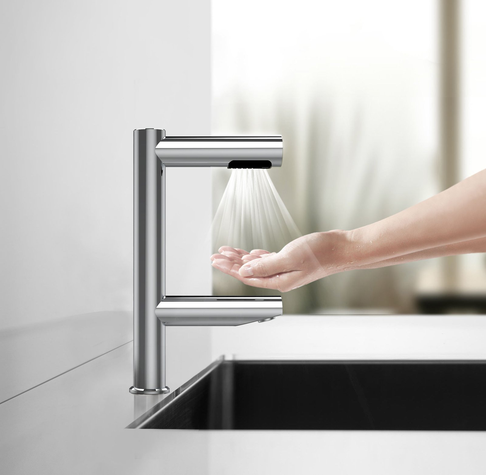 All in One Commercial Hotel Tap Hand Dryer AK7130 10s High Speed Touch-free Sensor Operated for Ultimate Hygiene Space Saving