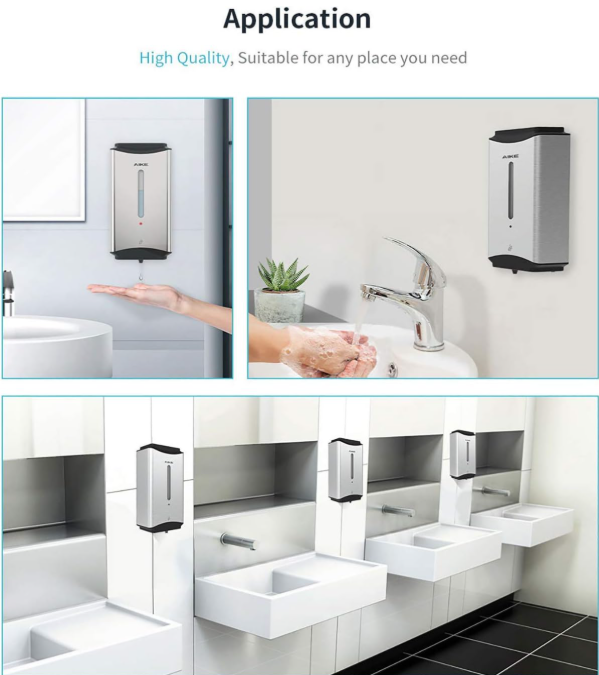Commercial Automatic Soap Dispenser 1100ml Polished Stainless Steel Touchless Refillable for Hotel High-Traffic Washrooms