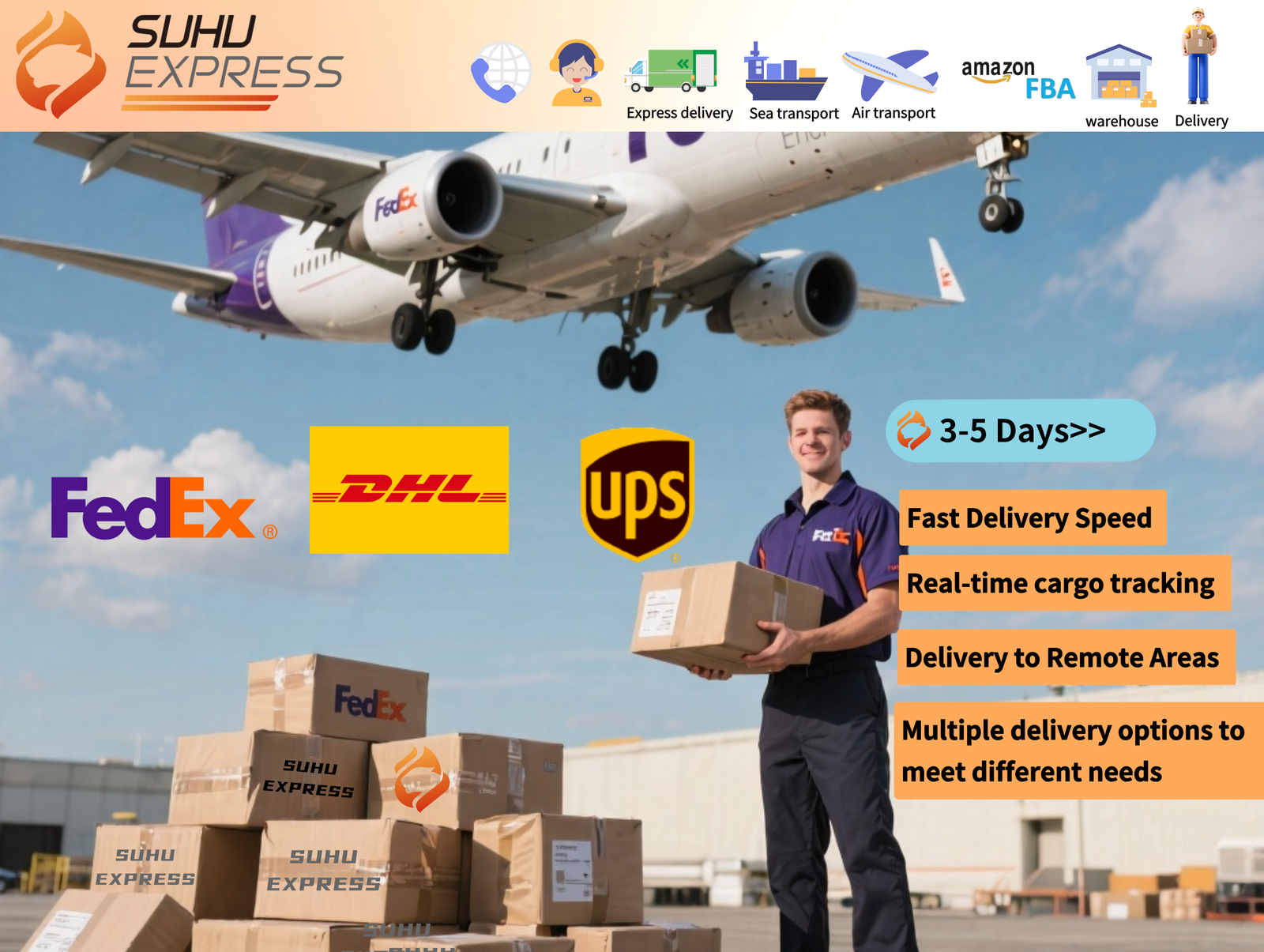 UK GB Door Door Air Sea Express DDP Shipping Service SUHU Insurance for Dangerous Goods (DPD/UPS/DHL/FedEx) | 24/7 Support