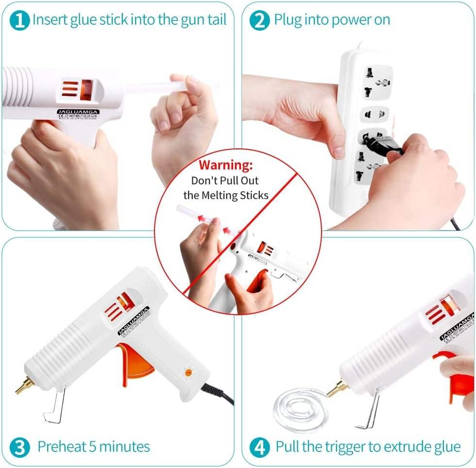 Customizable Hot Glue Gun with Glue Nozzle 100 Watt Temperature Adjustable Craft Repair Tool for DIY, Art and Craft Projects