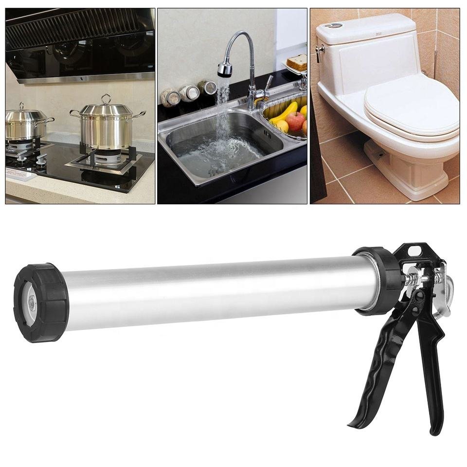 600ml Heavy Duty Aluminum Caulking Gun Professional Silicone Sealant 100% Purity Long Term Stable Performance Essential Home