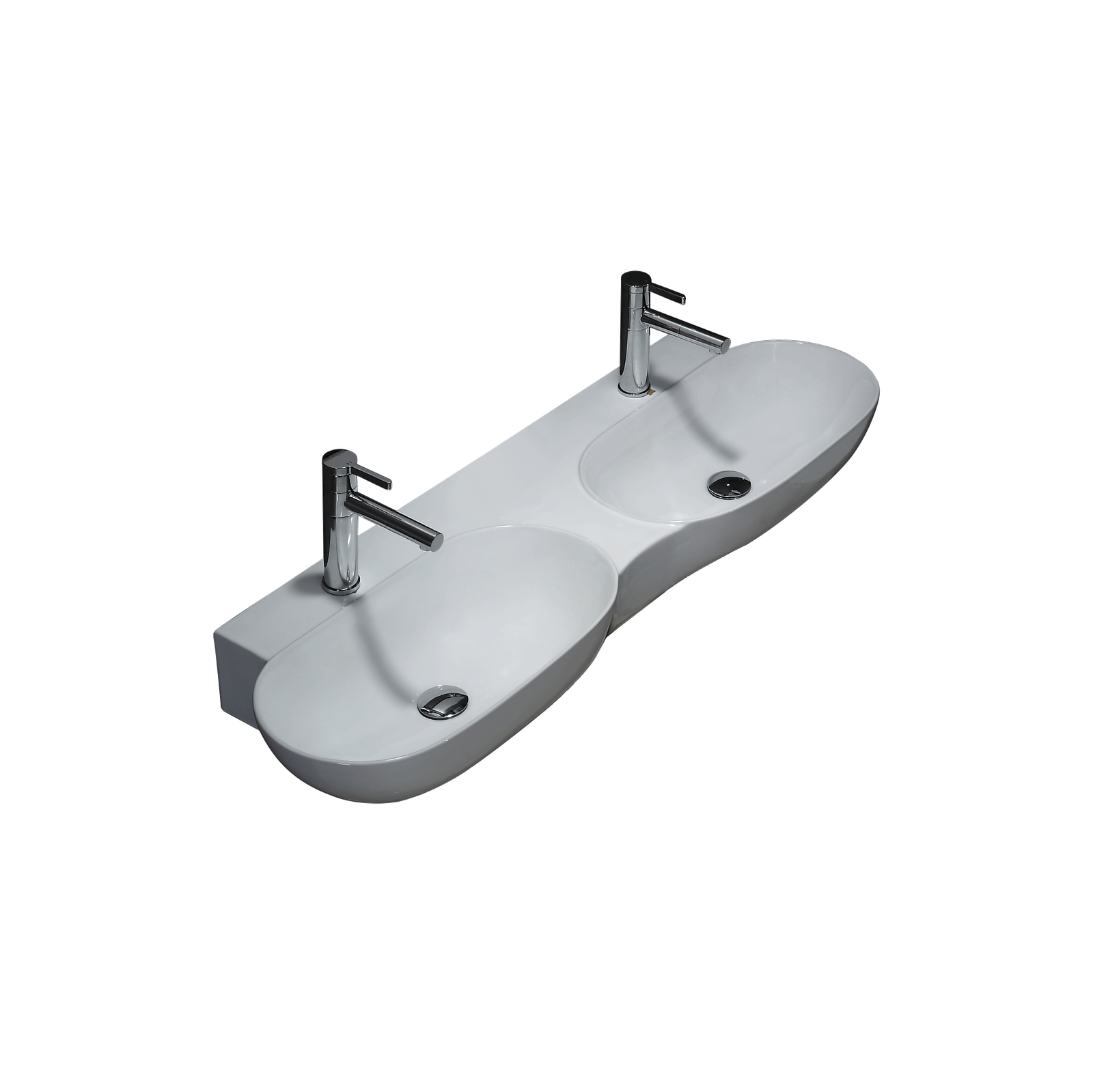 Chaozhou White Ceramic Washbasin with Double Basin and Double Hole Design: Exquisite, Easy to Clean, and Affordable BF0392