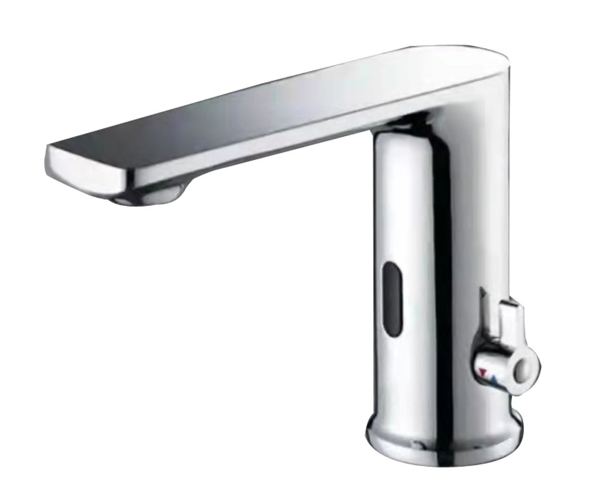 Automatic Touchless Bathroom Sense Water Faucets with Control Box and Temperature Mixer, Hands Free Bathroom Tap,Chrome