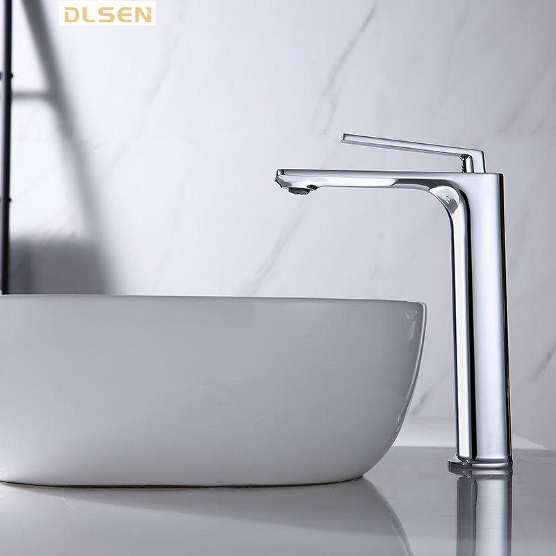 2024 Hot! New Modern Solid Brass High Rise Basin Taps Tall Bathroom Mixer Faucets for Apartment Project