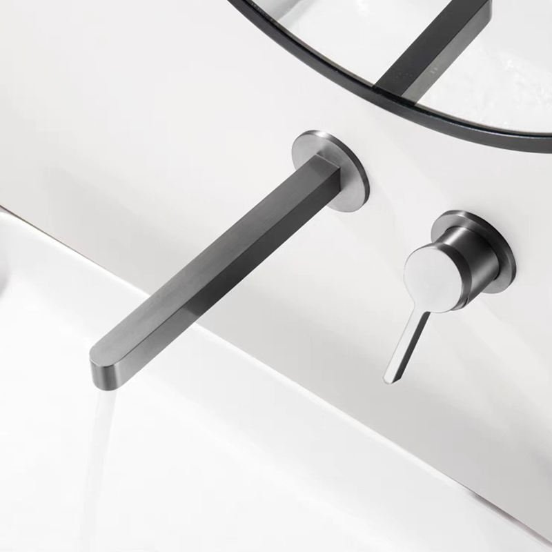 Soild Brass Copper Body Bathroom Minimalist Modern Build in Wall Faucet Gun Metal Lavabo Commercial Faucet Wall Mounted