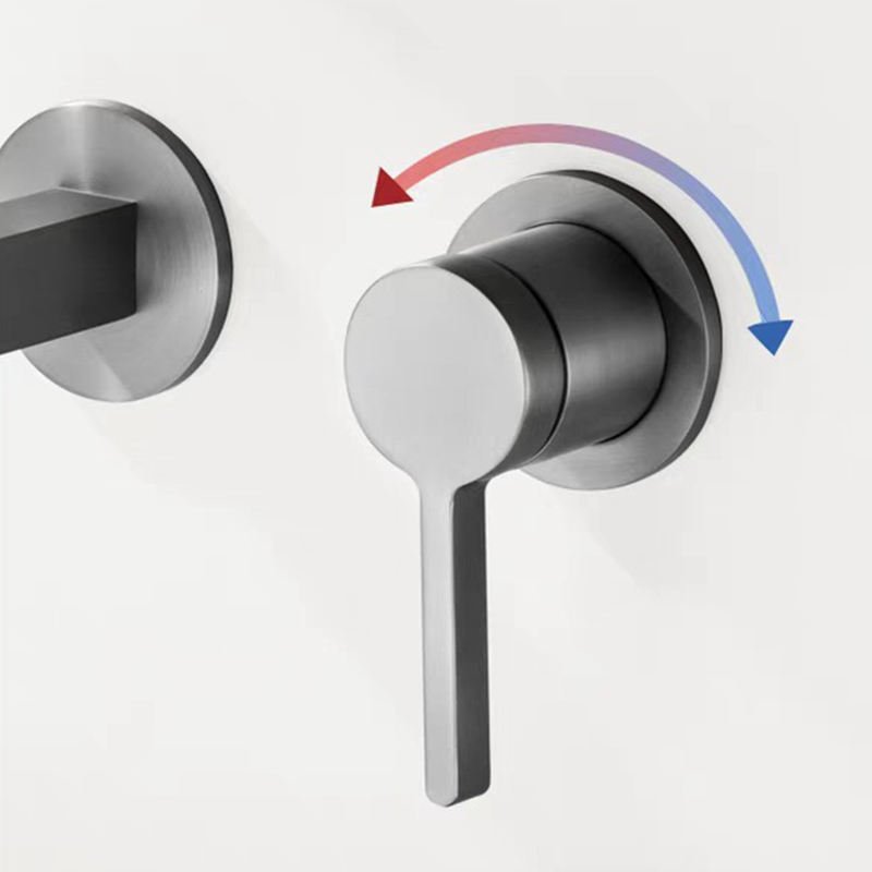 Soild Brass Copper Body Bathroom Minimalist Modern Build in Wall Faucet Gun Metal Lavabo Commercial Faucet Wall Mounted