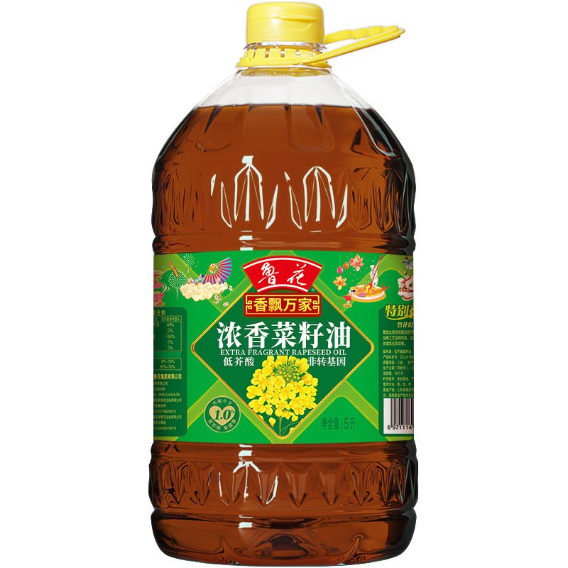 Luhua Xiangpiaowanjia Fragrant Rapeseed Oil 5L Low Erucic Acid Plant-Based Fractionated First Class Plastic Bottle