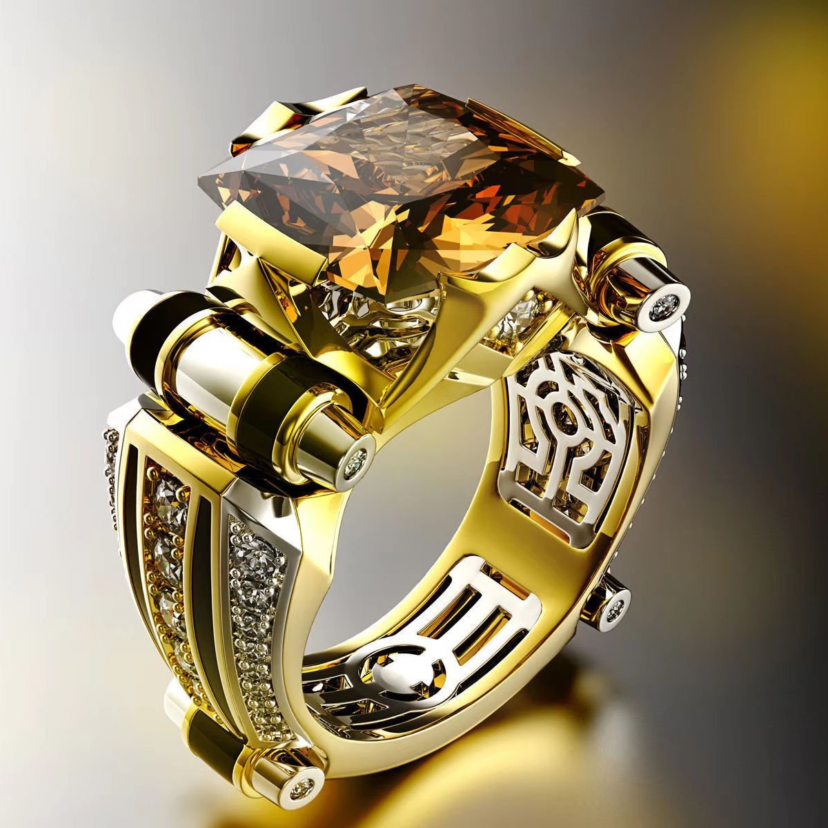 Fashion Jewelry Factory Wholesale Price KYRA0891 CZ Rings Platinum Plated Trend 3A Zircon Rings for Man