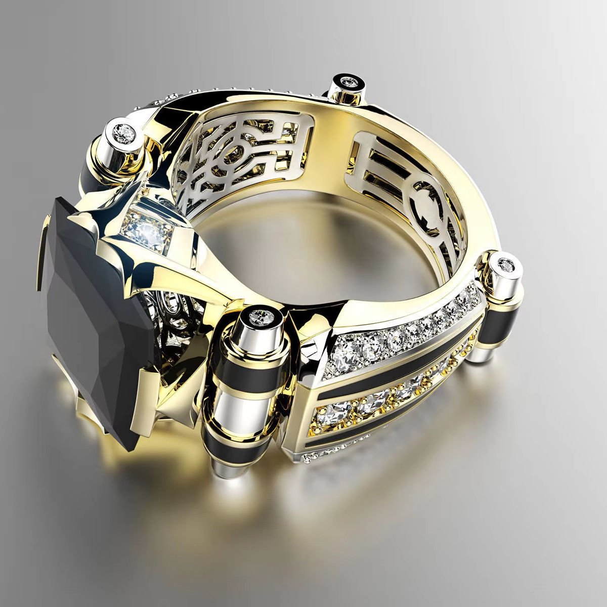 Fashion Jewelry Factory Wholesale Price KYRA0891 CZ Rings Platinum Plated Trend 3A Zircon Rings for Man