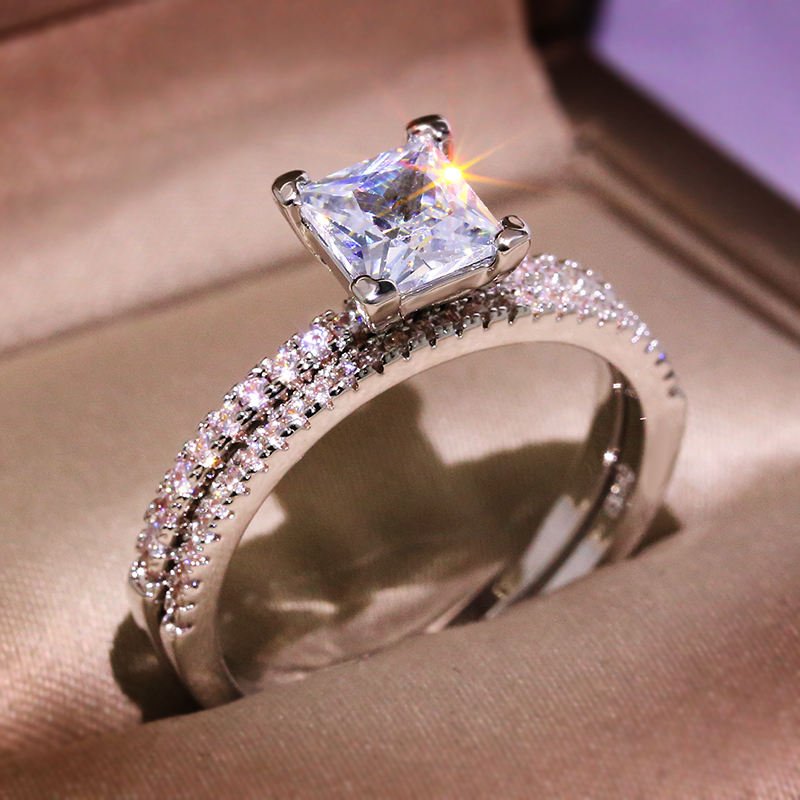 Manufacturer Direct Sale New Design 866 Brass Rings Simple Platinum Plated 3A Zircon Trendy Engagement Rings for Women