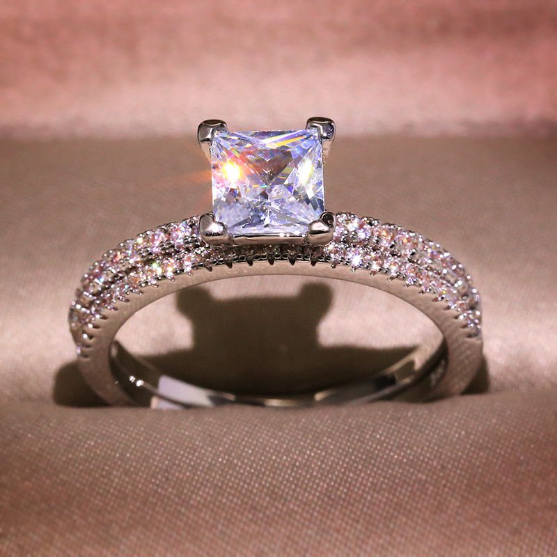 Manufacturer Direct Sale New Design 866 Brass Rings Simple Platinum Plated 3A Zircon Trendy Engagement Rings for Women