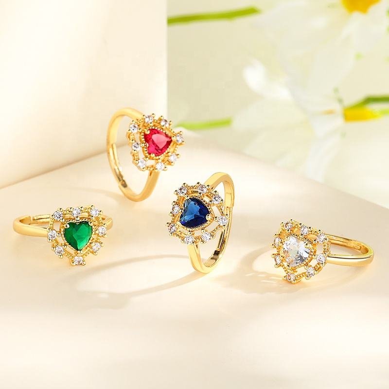 New Technology 18K Gold Plated Heart Pattern Love Customizable Fine Design Rings for Girls and Women