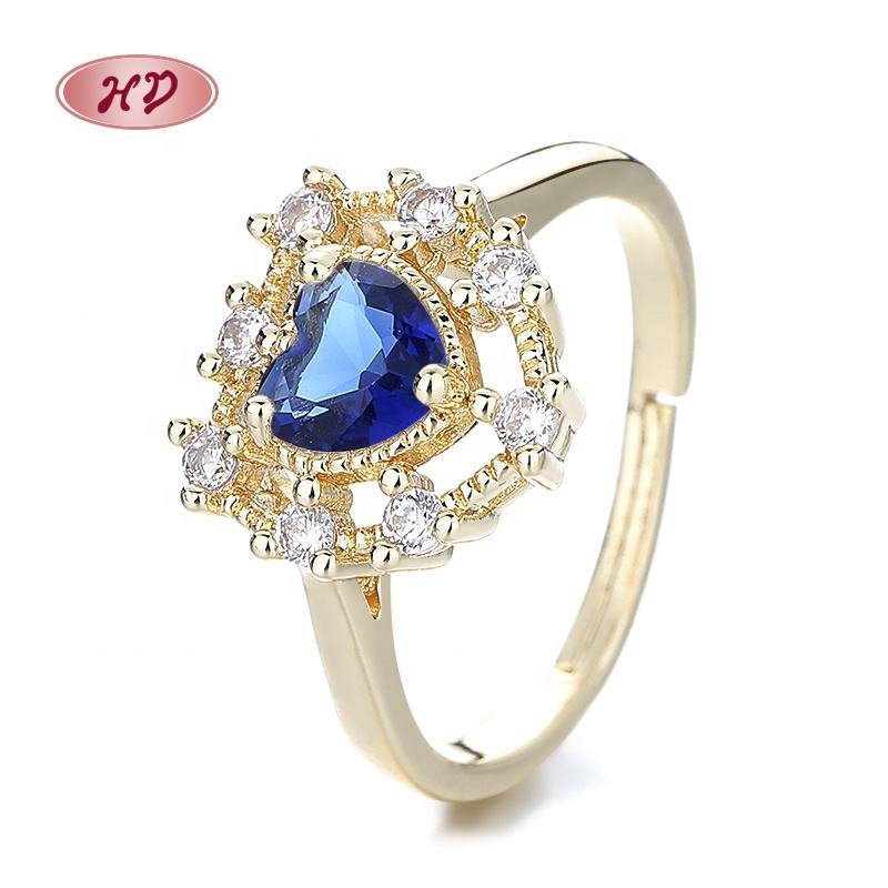 New Technology 18K Gold Plated Heart Pattern Love Customizable Fine Design Rings for Girls and Women