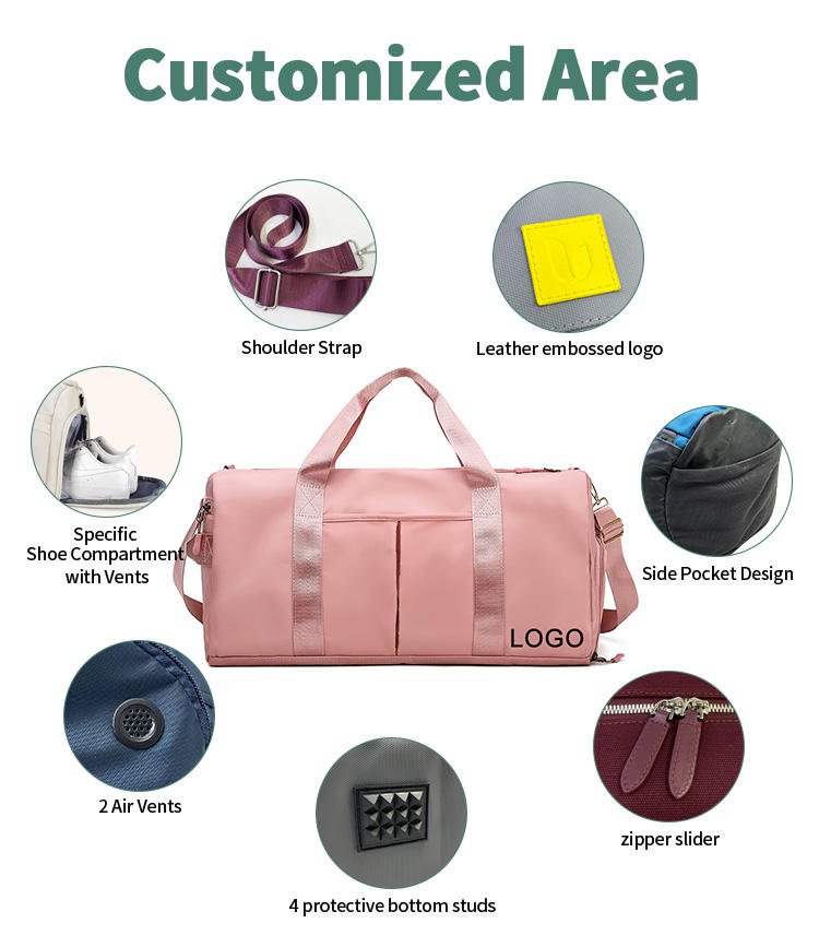 Many In-stock Styles Comfy Travel Bag Custom logo Anti Theft Yoga Bag Makeup Toiletry Waterproof Quick Delivery Padded Gym Bag