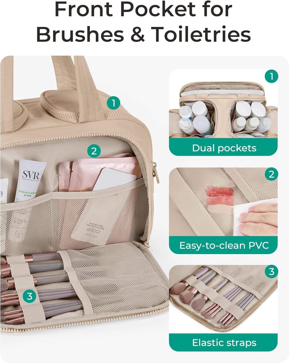 Nylon Travel Organizer Bag with Puffy Handle Lightweight High Quality Zipper Cosmetic Makeup Toiletry Case