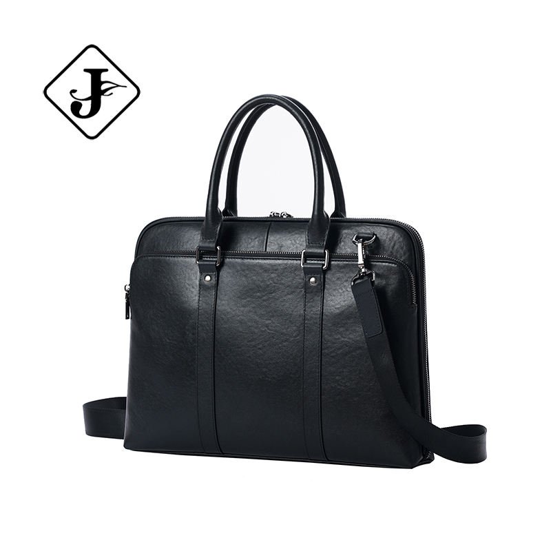 Custom Logo Portable Smooth Leather Briefcases for Trip Business Office Genuine Leather Men's Briefcase Shoulder Bag
