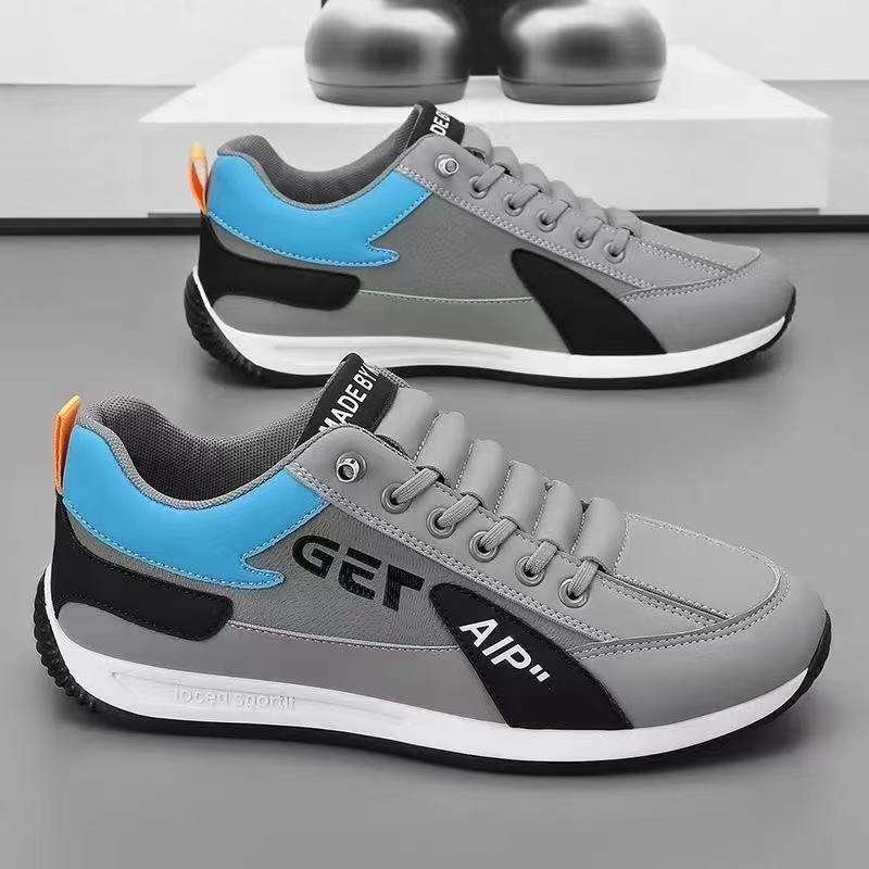 Hongyan Men's PU Waterproof Sports Leisure Shoes Breathable Thick Soled Fashionable Walking Shoes