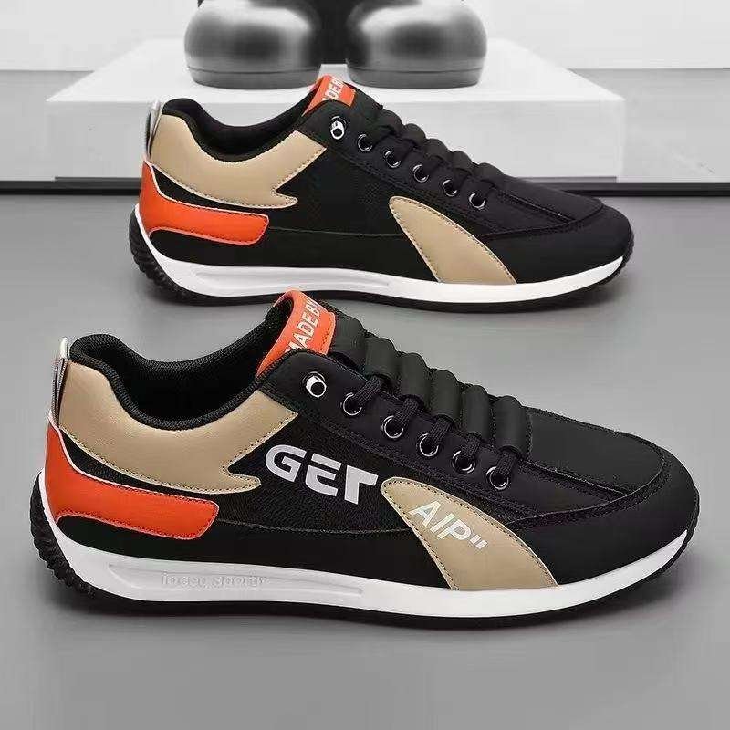 Hongyan Men's PU Waterproof Sports Leisure Shoes Breathable Thick Soled Fashionable Walking Shoes