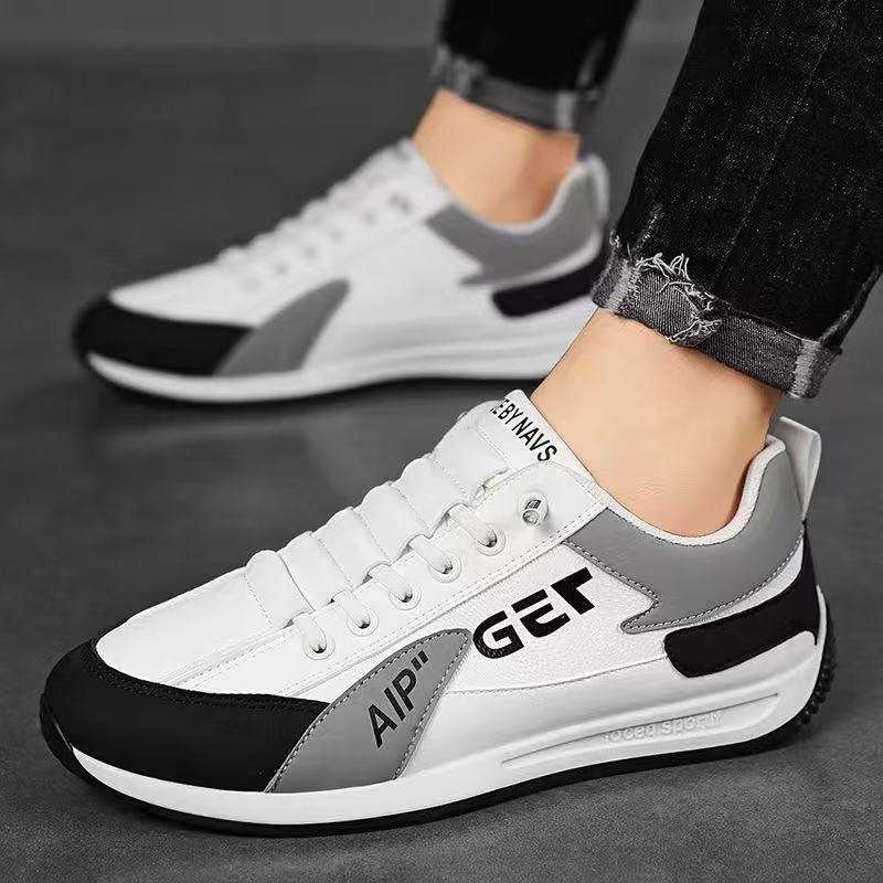 Hongyan Men's PU Waterproof Sports Leisure Shoes Breathable Thick Soled Fashionable Walking Shoes
