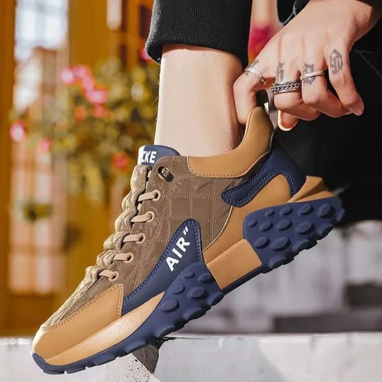 Hot Selling Lace up Anti slip Outdoor Daily Sports Walking Men Hiking Casual Shoes Trendy and Versatile