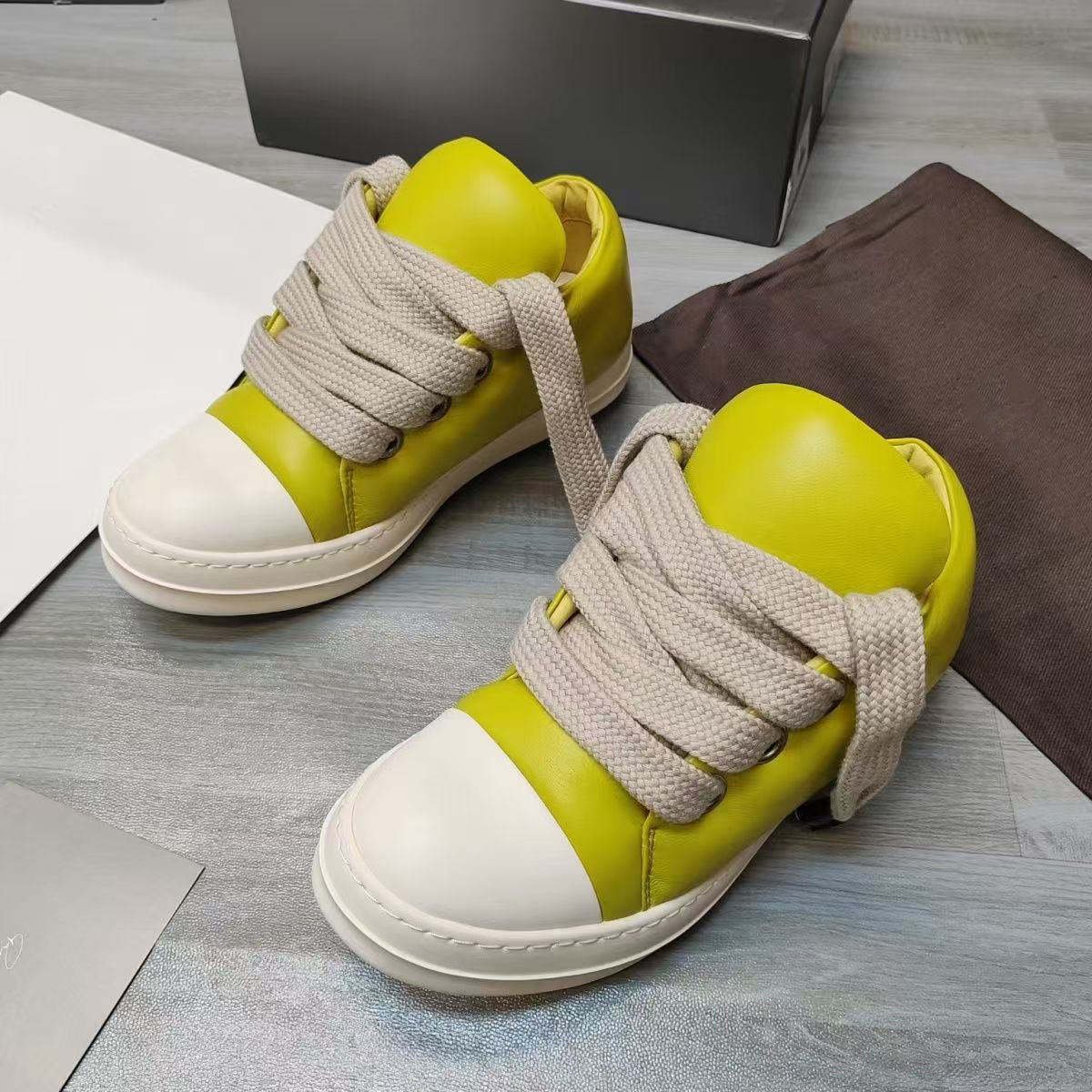 High Quality Men's Luxury Casual Leather Sneakers Big Lace Four Season Designer Shoes Height Increase Walking Style Shoes