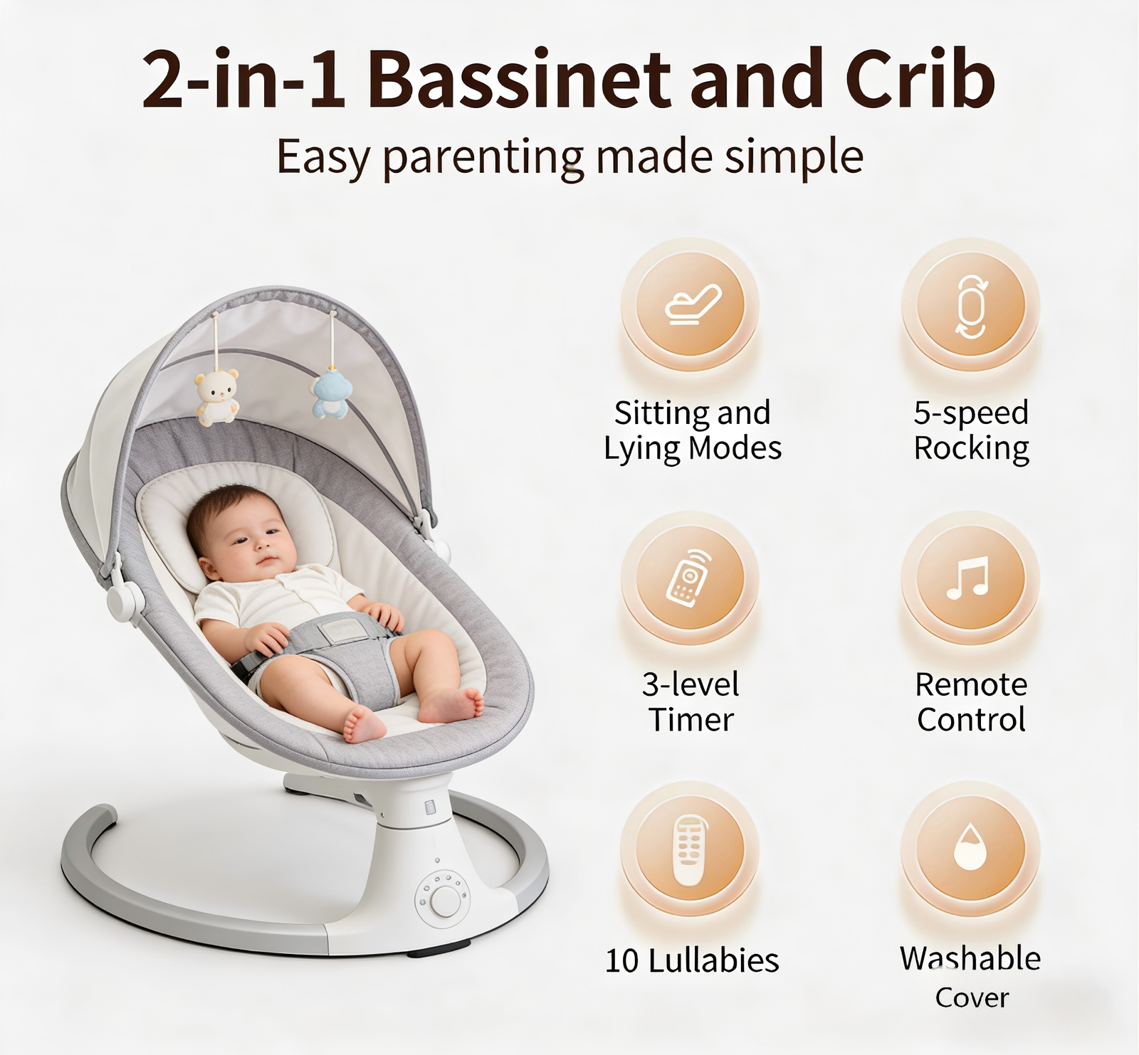 New Model Folding Baby Rocking Chair, Smart Baby Sleep Aid, Automatic Baby Sleep Machine