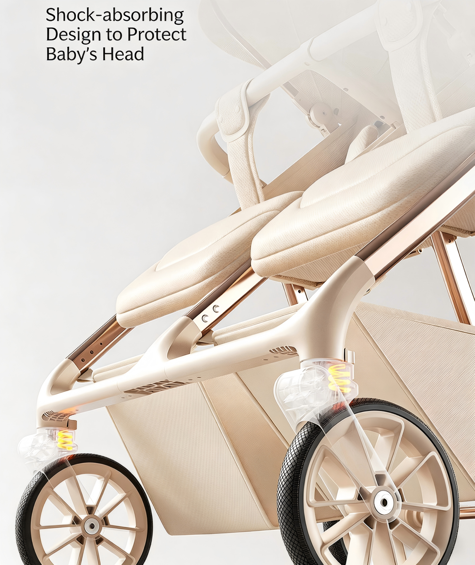 The Twin-specific Baby Stroller with a Removable Seat and a Reclining Function, Which Can Be Folded in One Step.