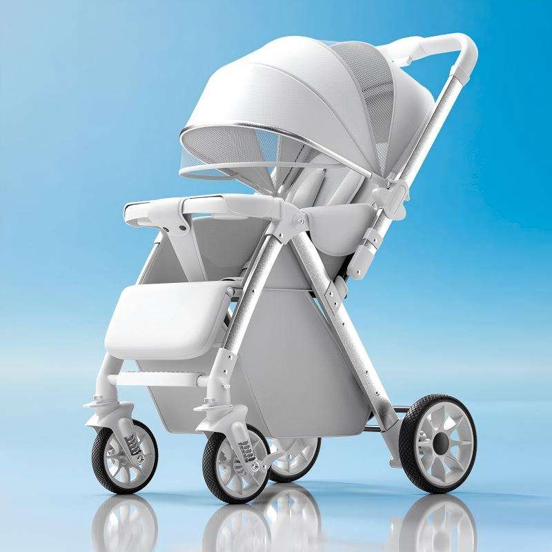 High-Style Baby Stroller - Can Sit or Lie Down, Lightweight, Foldable, Dual Shock Absorption
