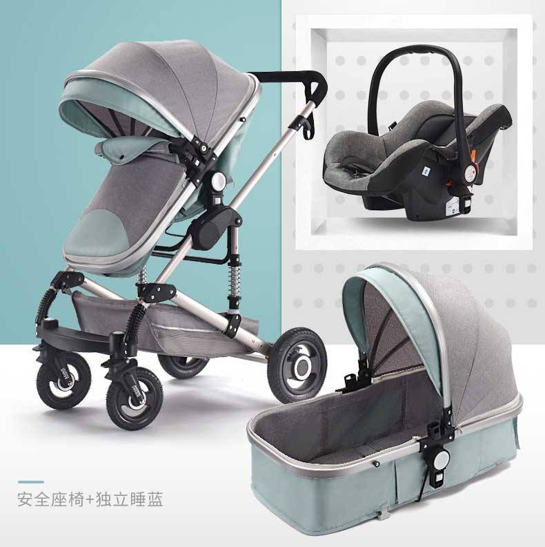 Folding Green Linen Aluminum Outdoor Child Stroller for Kids 6 Months to 3 Years Push Pull Baby Wagon Stroller