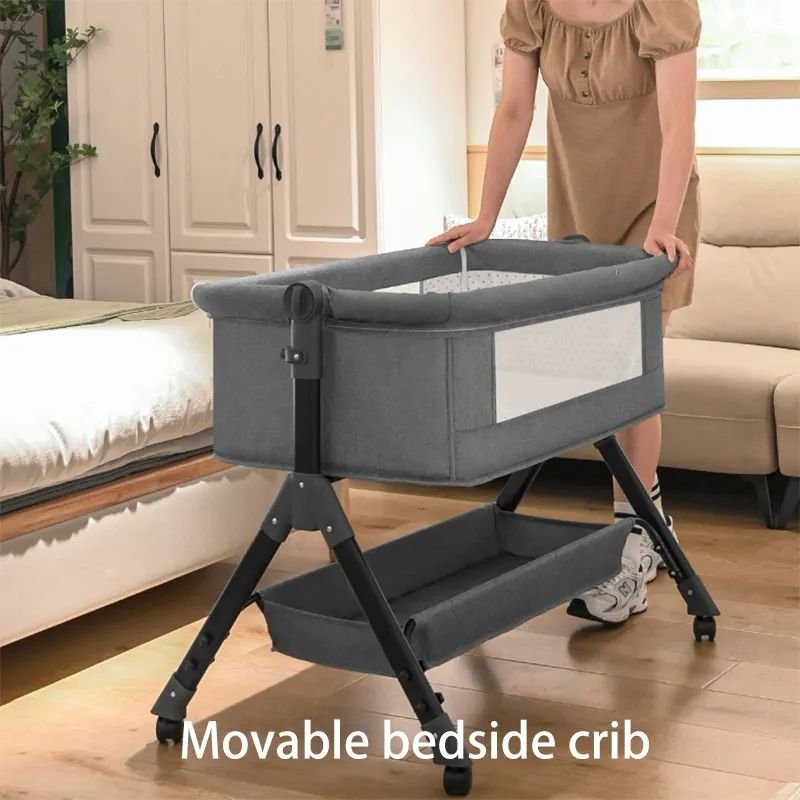 Portable Folding Height Adjustable New Born Toddlers Bassinet Baby Cradle Bed Portable Travel Crib with Mosquito Net