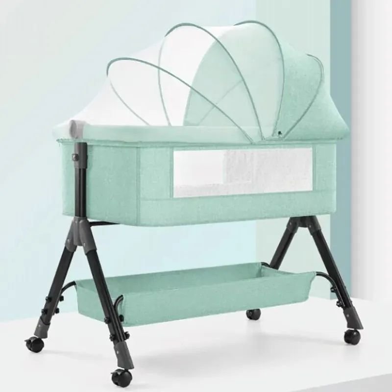 Portable Folding Height Adjustable New Born Toddlers Bassinet Baby Cradle Bed Portable Travel Crib with Mosquito Net