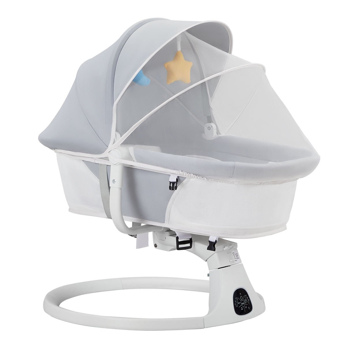 5 in 1 Smart Baby Rocker Crib With Music Player Auto-Rock Function Adjustable 5 Speed Hands-Free Parenting Baby Shaker Bassinet