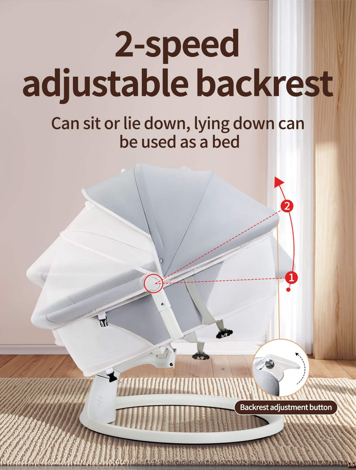 Modern Aluminum Electric Adjustable Infant Bouncer & Rocking Chair with Foldable Design Gliding Movement Ergonomic Features