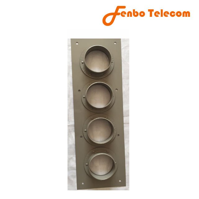 4" aluminum feeder-thru cable wall entry plates with 4 holes for 4 boots cables hanging