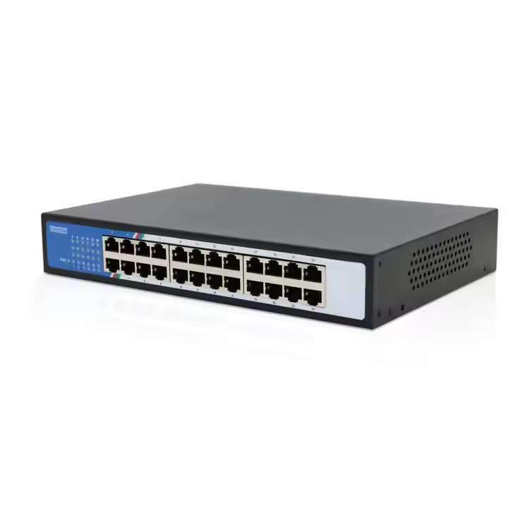 13-Inch 24-Port Full Gigabit Unmanaged 10/100/1000Mbps Ethernet Switch SNMP Iron Shell Rack Mountable Multi-Mode Network