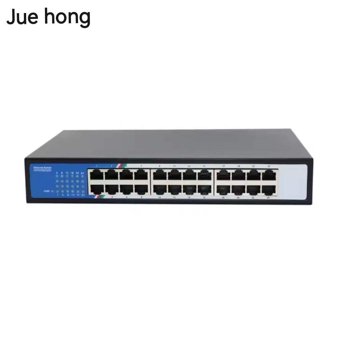 13-Inch 24-Port Full Gigabit Unmanaged 10/100/1000Mbps Ethernet Switch SNMP Iron Shell Rack Mountable Multi-Mode Network