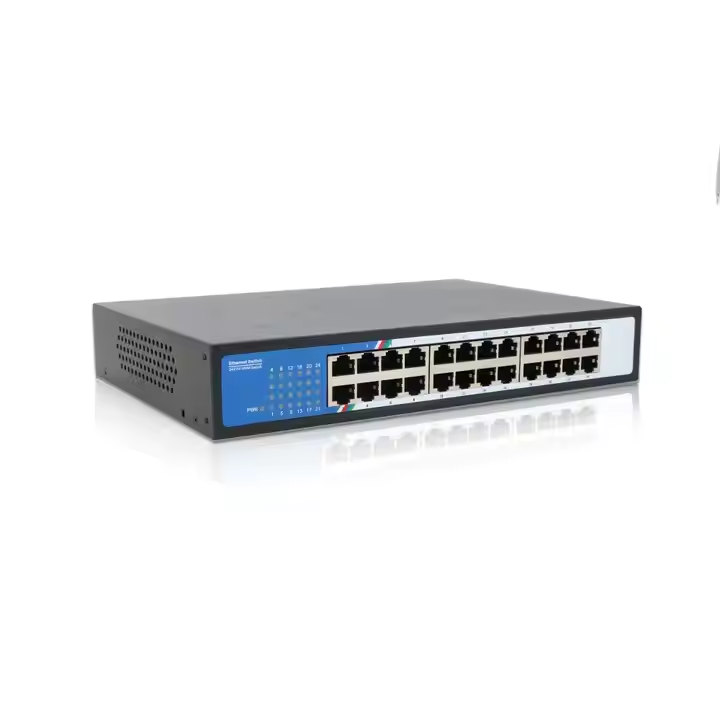 13-Inch 24-Port Full Gigabit Unmanaged 10/100/1000Mbps Ethernet Switch SNMP Iron Shell Rack Mountable Multi-Mode Network