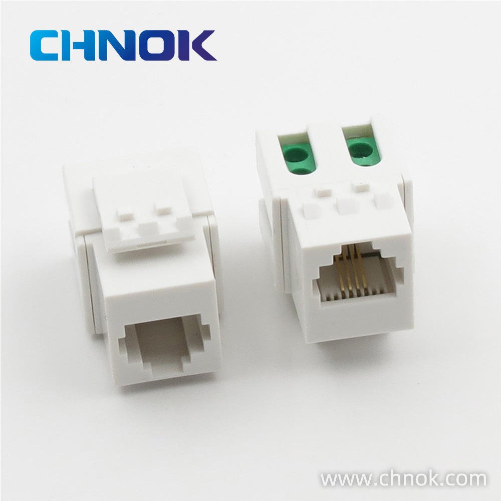CHNOK Model 4007 RJ11 Cat3 6P4C 90 Degree Telephone Keystone Jack Networking Connector Module ISO9001 Certified 568A/568B Golden