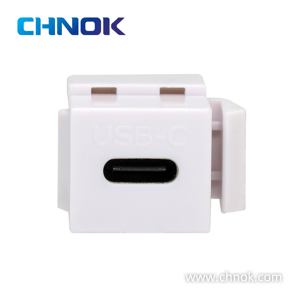CHNOK Keystone USB Type-C Jack White Telecom Use CE/ISO Certified PC Material 568A/568B Toolless Wiring Customizable OEM