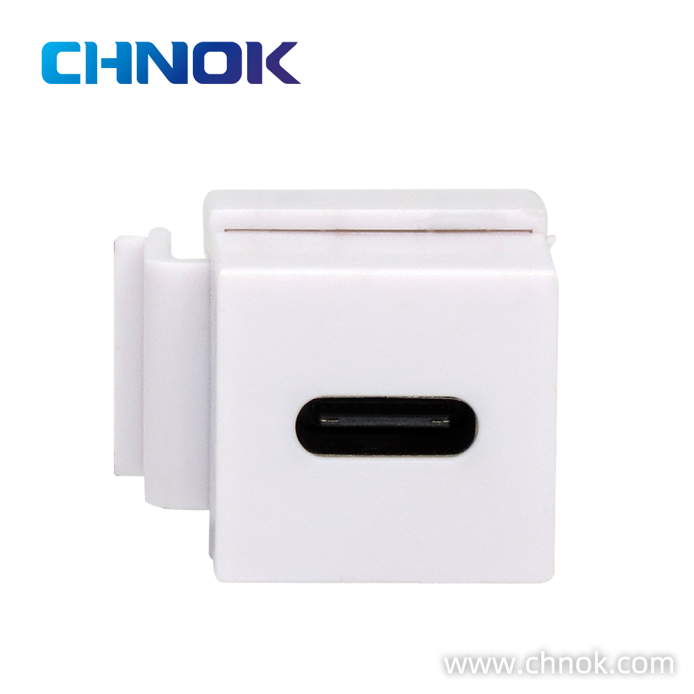 CHNOK Keystone USB Type-C Jack White Telecom Use CE/ISO Certified PC Material 568A/568B Toolless Wiring Customizable OEM