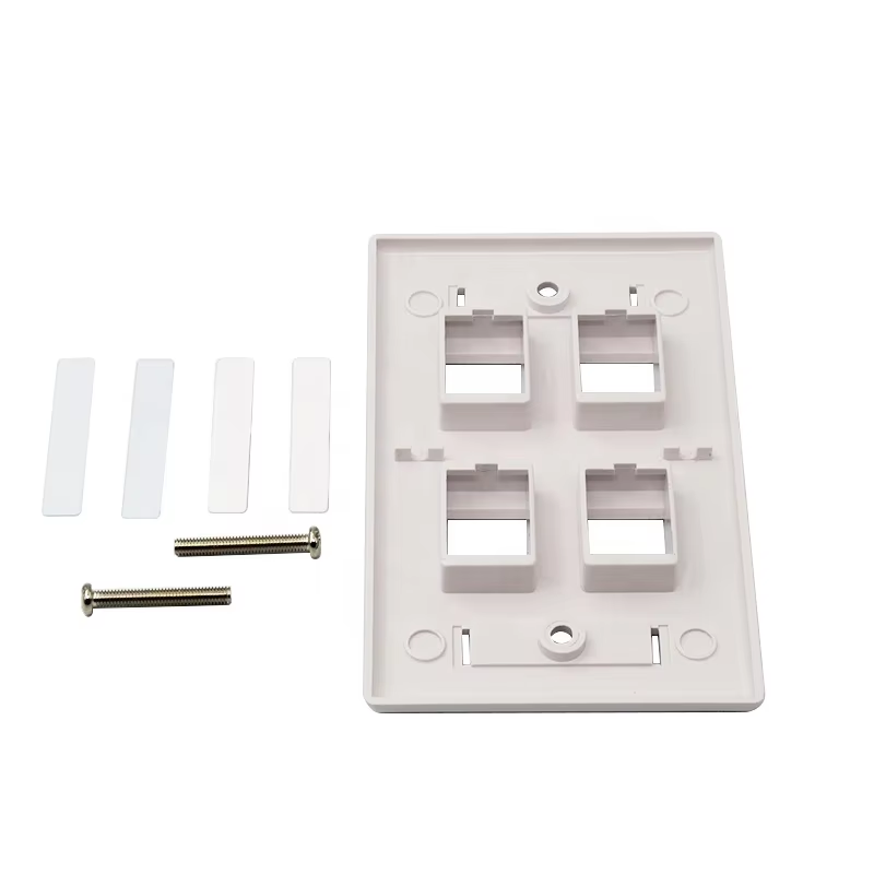 CHNOK DP-U-004 4 Port White PC Face Plate RJ45/RJ11 Keystone Jack UTP/STP Inline Telecommunication Cat6