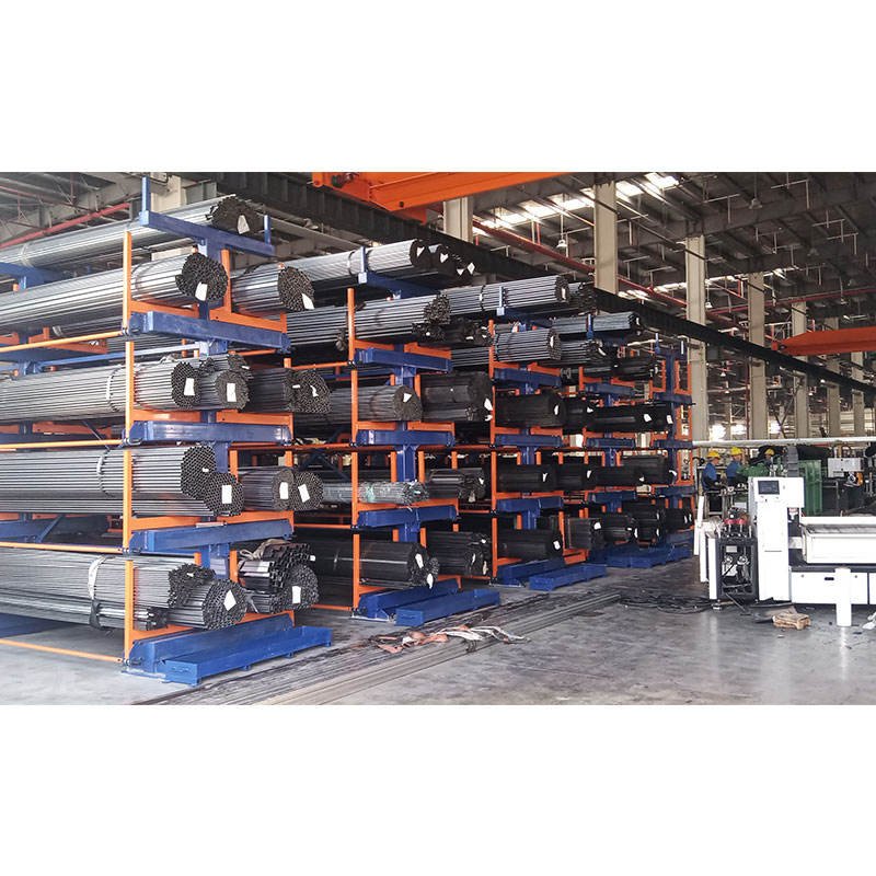 Jinan Herochu Double Sided Cantilever Racking Heavy Duty Cantilever Steel Metal Pipe Roll Out Telescopic Cantilever Racks