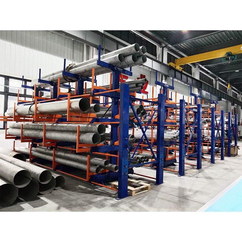 Jinan Herochu Double Sided Cantilever Racking Heavy Duty Cantilever Steel Metal Pipe Roll Out Telescopic Cantilever Racks