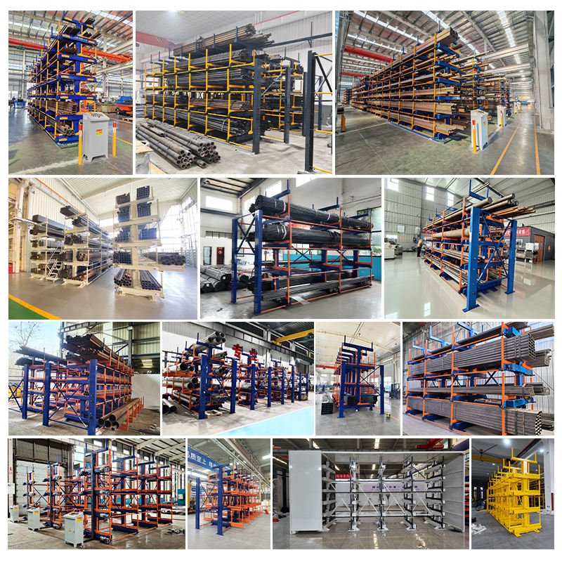 Jinan Herochu Double Sided Cantilever Racking Heavy Duty Cantilever Steel Metal Pipe Roll Out Telescopic Cantilever Racks