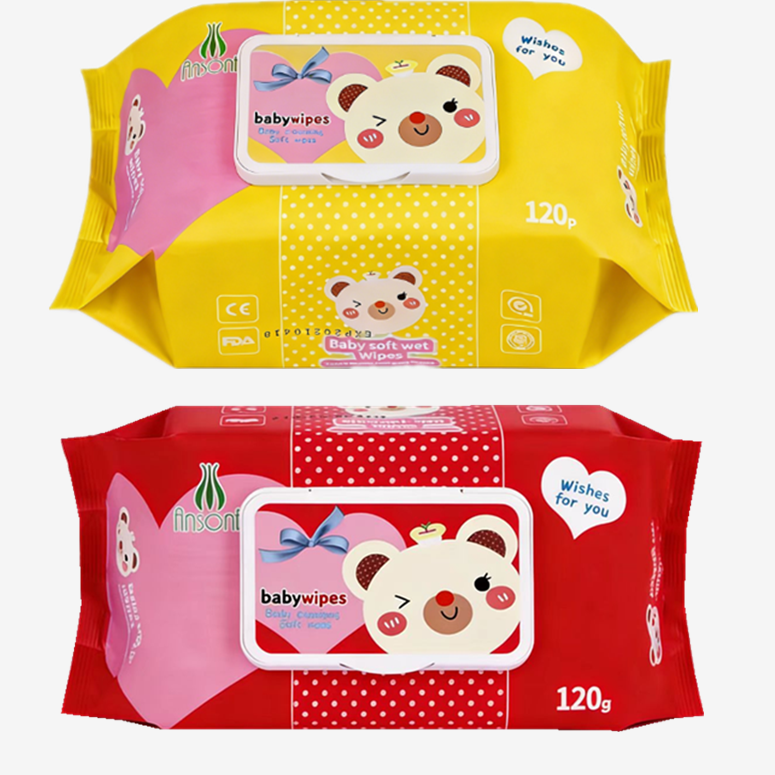 120pcs OEM Wholesale Ansont Sensitive Skin Baby Household Lemon Fragrance Wet Wipes Soft Natural Alcohol-Free Non-Woven Cleaning